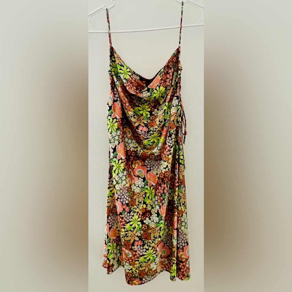 Spring is Here With This Floral Multicolor Draped Mini Dress